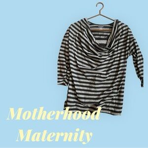 Motherhood Maternity Black & White Striped Cowl Neck Top